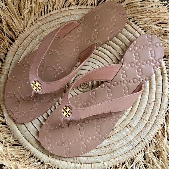 TORY BURCH Light Makeup Monroe Sandal Tan Size 9.5 - Picture 1 of 15